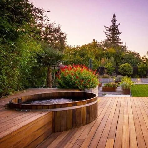 Hot Tub Landscaping, Hot Tub Patio, Hot Tub Designs, Outdoor Hot Tub, Cedar Hot Tub, Diy Hot Tub, Hot Tub Deck, Hot Tub Backyard, Hot Tub Garden