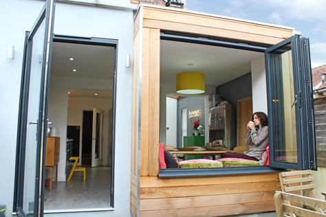 Window Seating Design, Reading Nook Seating, Timber Clad Extension, Reading Nook Cozy Corner, Window Seating Ideas, Seating Window, Corner Reading Nook, Nook Seating, Clifton Bristol