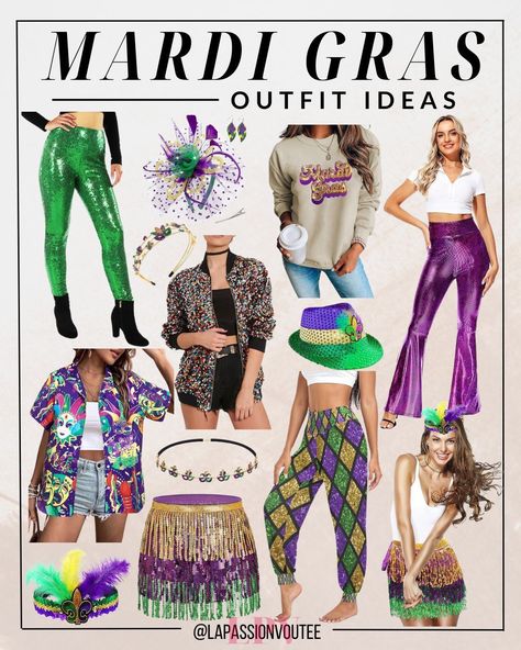 Elevate your Mardi Gras style game with these stunning outfit suggestions designed exclusively for women. From striking hues to whimsical accessories, these ensembles capture the essence of the carnival season. Step into the festivities with confidence and flair, ready to revel in the joyous atmosphere of Mardi Gras.  women outfits | casual black women outfits | party outfit ideas | baddie outfits | tulane Mardi Gras Spirit Week Outfit, Mardi Gras Outfit Ideas For Women, Madi Gras Outfits, Mardi Gras Outfits Black Women, Mardi Gras Fancy Dress, Mardi Gras Party Outfit, Mardi Gras Outfit Ideas, Mardi Gras Outfits For Women, Masquerade Inspiration