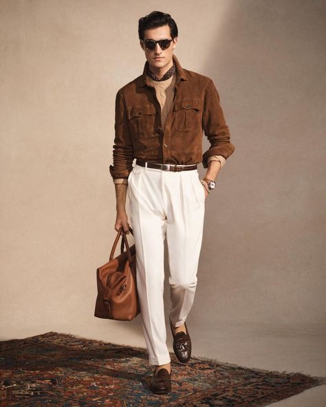 Ralph Lauren Style Men, Italian Mens Fashion, Ralph Lauren Style, Male Fashion Trends, Ralph Lauren Outfits, Men Fashion Casual Outfits, Moda Vintage, Mode Vintage, White Pants