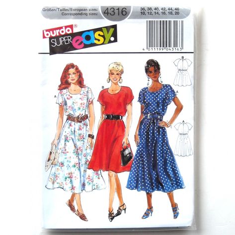 Misses Super Easy Dress Burda Sewing Pattern 4316 Couture, Printed Paper Pattern, Burda Sewing Patterns, Sewing Pattern Vintage, Dresses Sewing, Burda Patterns, Easy Dress, Burda Style, Dress Sewing Pattern