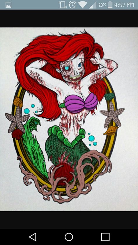 Scary Zombie Ariel, Ariel Sketch, Zombie Princess, Evil Princess, Goth Disney, Zombie Lover, Disney Horror, Zombie Disney, Dark Disney