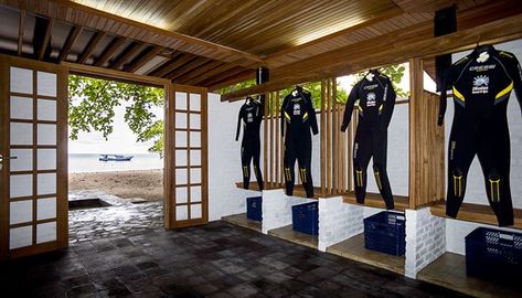 Dive Center Building - Siladen Resort & Spa Indonesia North Sulawesi, Dive Resort, Scuba Diving Equipment, Interior Design Drawings, Dive Shop, Outdoor Bath, Resort Design, Diving Center, Inclusive Resorts