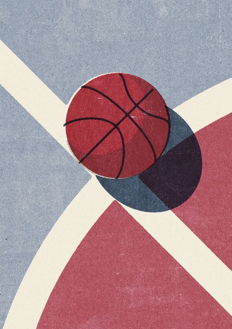 #Retro #illustration of a #basketball on an outdoor court. Part of a series of balls of various ball sports. #Photocircle #graphicdesign #illustration #wallprint #decorate #vintage #pop #design #graphic #art #minimalism #retro #sport #texture Cartoon Basketball Wallpaper, Basketball Art Paintings, Basketball Court Illustration, Basketball Art Design, Basketball Graphic Design, Sports Art Design, Basketball Painting, Basketball Drawings, Basketball Background