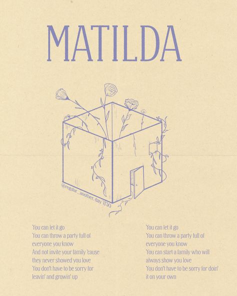 m | satellite 🪐 on Twitter: "Matilda by Harry Styles… " Matilda By Harry Styles, Matilda Lyrics, Harry Styles Quotes, Kaptan Jack Sparrow, Style Lyrics, Harry Styles Songs, Harry Styles Tattoos, Harry Styles Poster, Plakat Design