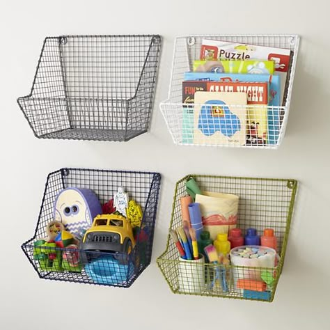 The Famous Wall-Mounted Wire Basket Playroom Decorations, Small Kids Room, Kids Shelves, Kids Study, Toy Room, Toy Rooms, Playroom Ideas, Big Girl Rooms, Big Boy Room