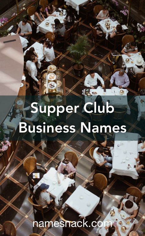 Inspired name ideas to get diners excited about your new supper club. Supper Club Logo, Supper Club Ideas, Cafe Names Ideas, Free Logos, Elegant Names, Dinner Club, Party Barn, Restaurant Logo, Name Ideas