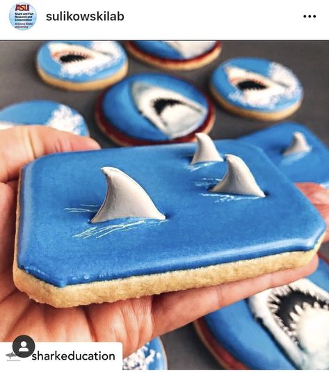 Summer Sugar Cookies, Beach Cookies, Shark Cookies, Ocean Cakes, Sugar Cookie Royal Icing, Cookie Business, Spring Cookies, Summer Cookies, Sugar Cookie Designs