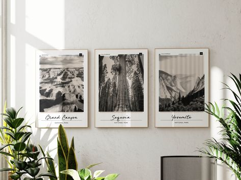 National Parks Poster Bundle Set of 3 Black + White Prints Arizona + California Travel Decor Neutral Outdoorsy Wall Art Gift for Traveler - Ships same day - Printed using premium quality materials - Shop with confidence! We are a 5-star rated shop operating since 2013 - 11x17 Inch poster on premium pro luster 270 gsm paper. White border included Select individually or get all three prints in one discounted bundle pack. Travel in style! Let this neutral National Park print set serve as a majestic National Park Posters Wall, Outdoorsy Wall Art, Modern Lodge Dining Room, National Park Bedroom, Pnw House, Outdoorsy Decor, National Park Decor, Travel Photo Wall, Black White Prints