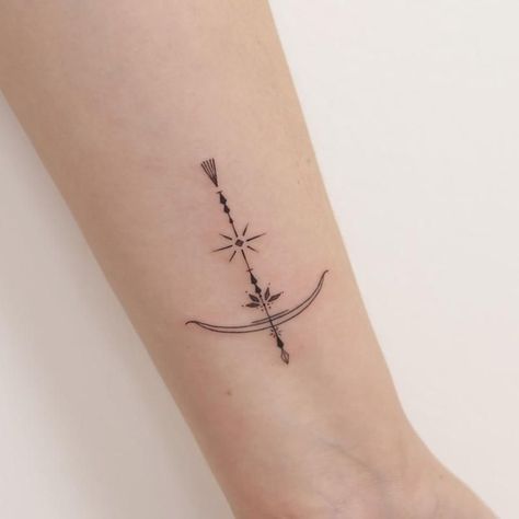 Wrist Sagittarius Tattoo 1 Creative Sagittarius Tattoos, Sagittarius Matching Tattoo, The Archer Sagittarius Tattoo, Delicate Sagittarius Tattoo, Sagittarius Arm Tattoo, Sag Tattoo Sagittarius Zodiac Signs, Woman Sagittarius Tattoo, Saggitarius Tattoo For Women, Sagittarius Tattoo Women