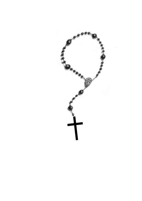 Cross And Chain Tattoo, Rosary Tattoo Stencil Outline, Rosary Tattoo Design Drawing, Rosario Tattoo Design, Cross Chain Tattoo, Rosary Outline, Rosary Tattoo For Men, Small Rosary Tattoo, Rosary Tattoo Stencil