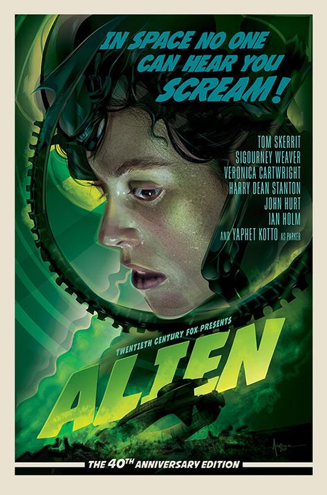 Alien (1979) Directed by Ridley Scott ~ Art by Orlando Arocena Alien Ridley Scott, Alien Parasite, Alien Movie Poster, Alien Movie, Distress Signal, Alien 1979, Film Poster Design, Aliens Movie, Ridley Scott