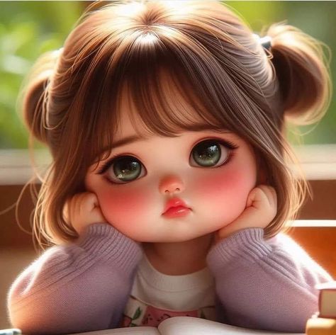 Doll Pic, Baby Girl Cartoon, ليلو وستيتش, Downtown Photography, Cute Owls Wallpaper, Girly Dp, Big Eyes Art