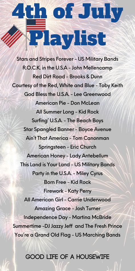 4th Of July Songs For Preschool, 4th Of July Songs For Instagram, Patriotic Song Lyrics, What To Do On Fourth Of July, Patriotic Music Playlist, 4th Of July Spin Class Playlist, Fun Things To Do At Home For 4th Of July, Things To Do For 4th Of July, Stuff To Do On Fourth Of July