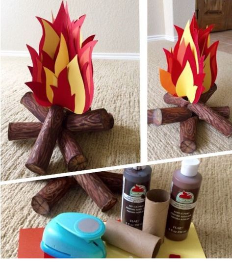 Cardboard Campfire, Tissue Paper Fire, Diy Christmas Videos, Burning Fire, Candy Land Christmas Decorations Diy, Candy Land Christmas Decorations Outdoor, Diy Envelope, Candy Land Theme, Toilet Paper Roll Crafts