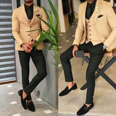 Brown Prom Suits For Men, Cream Suit Men, Style Suits For Men, Men Suits Style Wedding, Suits For Men Wedding, Engagement Suits, Male Suits, Men Wedding Suits, Suit For Men Wedding