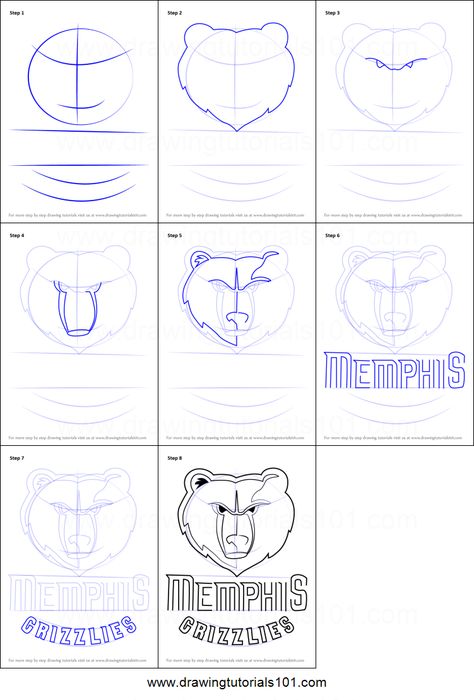 How to Draw Memphis Grizzlies Logo printable step by step drawing sheet : DrawingTutorials101.com Memphis Grizzlies Logo, Grizzlies Logo, Drawing Sheet, Nba Logo, Learn Drawing, Logo Art, Memphis Grizzlies, Step Drawing, Small Tattoo