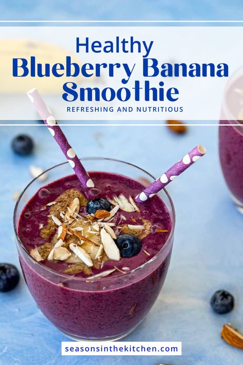 Begin your day with our Healthy Blueberry and Banana Smoothie, a perfect blend of nutrition and taste. Loaded with essential nutrients and vibrant flavors, this quick and easy smoothie is ideal for busy mornings or a satisfying snack throughout the day. Blueberry Smoothies Healthy, Blueberry Banana Smoothie Recipe, Blueberry And Banana Smoothie, Blueberry Banana Smoothie Recipes, Blueberry Smoothie Recipe, Blueberry Banana Smoothie, Smoothie Recipes Strawberry, Blueberry Smoothie, Banana Smoothie Recipe