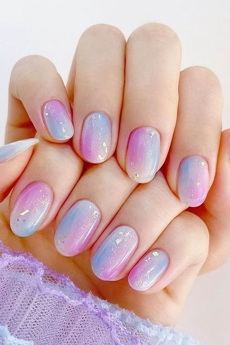 60+ Beautiful Ombre Nail Designs to Try for Your Next Manicure Pink Blue Ombré Nails, Lavender Ombre Nails Short, Speak Now Era Nails, Pink Purple Nail Designs, Purple Blue Ombre Nails, Purple Pink Ombre Nails, Blue And Pink Ombre Nails, Pink Purple Ombre Nails, Pink Purple Blue Nails