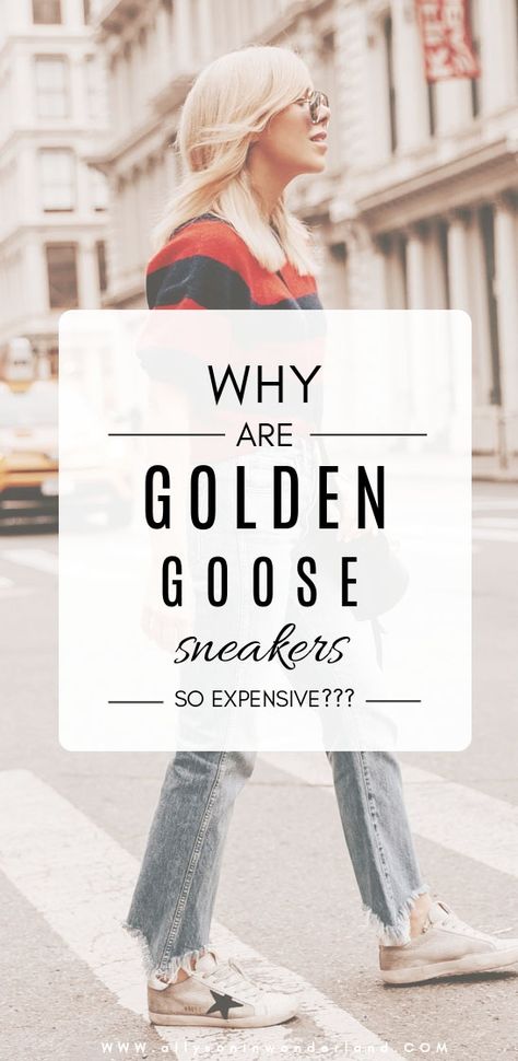 Here's why Golden Goose sneakers are so expensive (and how to get the more less!) #sneakers #GoldenGoose #designershoes How To Wear Golden Goose Sneakers, Outfit With Golden Goose Sneakers, Styling Golden Goose Sneakers, Golden Goose Shoes Outfit, How To Tie Golden Goose Sneakers, Golden Goose Outfit Ideas, How To Style Golden Goose Sneakers, Golden Goose Outfits, Gold Sneakers Outfit