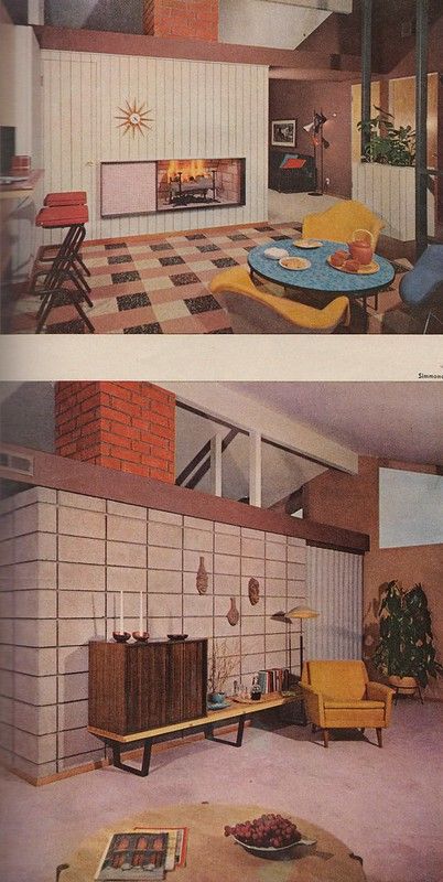 Home Building Ideas, 50s Interior Design, 1950 House, 1950s Interior Design, 50s Interior, 1950s Interior, 1970s Interior Design, 50s Home, 50s House