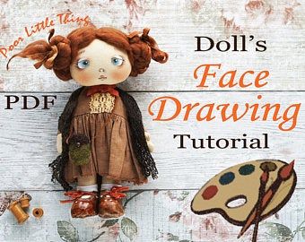 Face painting. Handmade cloth doll. How to draw a doll face. | Etsy Muslin Doll, Face Tutorial, Draw A Face, Doll Face Paint, Manga Gift, Face Painting Tutorials, Doll Videos, Face Template, Drawing Tutorial Face