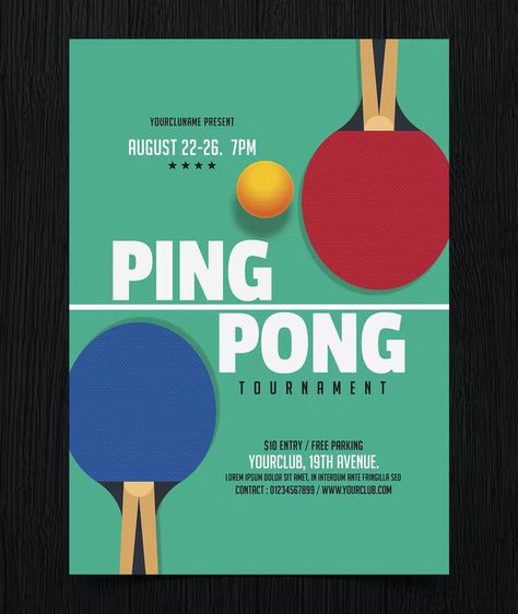 Ping Pong Tournament Flyer Template PSD Ping Pong Poster Design, Table Tennis Tournament Poster, Ping Pong Poster, Tennis Tournament Poster, Table Tennis Poster, Ping Pong Tournament, Pong Tournament, Beer Pong Tournament, Table Tennis Tournament