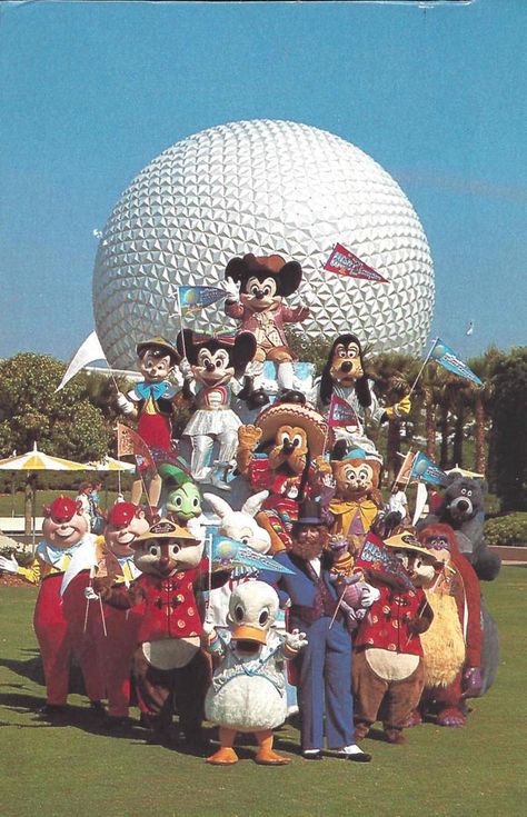 Disney 80s, Vintage Epcot, 80s Disney, Vintage Disney World, Walter Elias Disney, Epcot Center, Retro Disney, Spaceship Earth, Disney Epcot