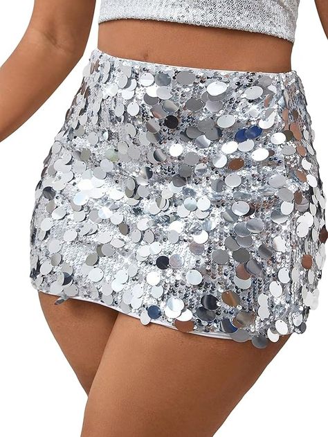 Amazon.com: Floerns Women's Plus Size Contrast Sequin Sparkly Night Out Party Mini Skirt Silver 3XL : Clothing, Shoes & Jewelry Skirt Outfits, Pink Dress Shoes, Mini Skirt Party, Feather Skirt, Brunch Dress, Sequin Mini Skirts, Sequin Mini, Body Con Skirt, Silver Sequin