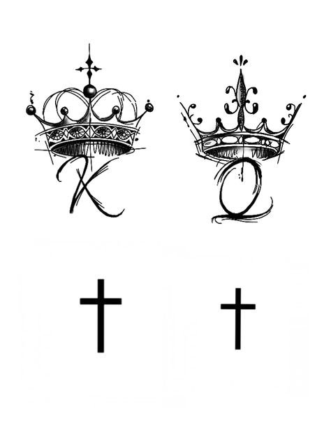 King And Queen Crowns Tattoos, King And Queen Crown Tattoo Design, King Crown Tattoo Design For Men, King Tattoo Design, Coronas Tattoo, King And Queen Tattoo, King Crown Tattoo, King Queen Tattoo, Queen Crown Tattoo