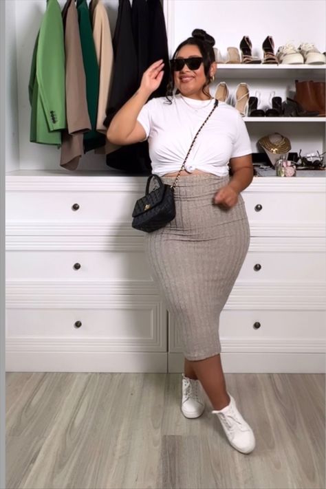 SHEIN EZwear High Waist Ribbed … curated on LTK High Waisted Skirt Curvy, Plus Size Summer Party Outfits, Plus Size Skirt Outfits Casual, Modest Hot Weather Outfits Summer, Size 16 Women Outfits Summer, Size 16 Summer Outfits, Plus Size Sneaker Outfits, Women Summer Outfits 2024, Shein Curvy Outfits