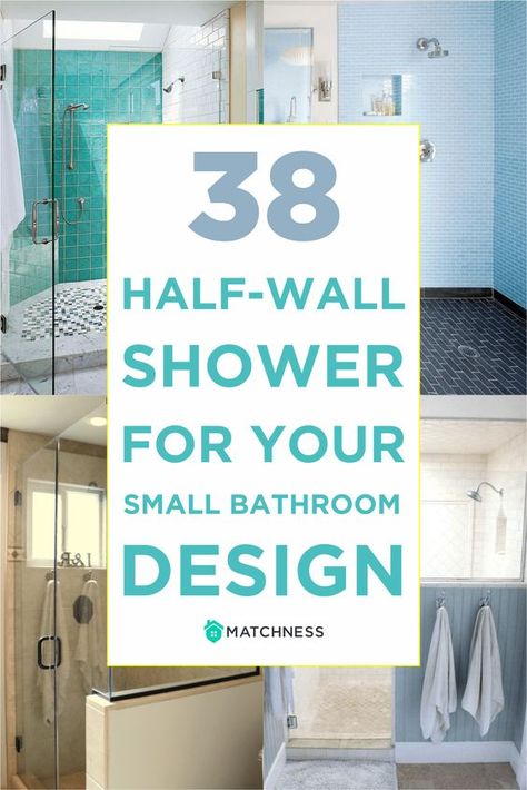 38 Half Wall Shower for Your Small Bathroom Design Ideas - Matchness.com Small Bathroom With Tub, Half Wall Shower, Small Half Bathroom, Basement Decoration, Doorless Shower, Small Bathroom With Shower, Small Bathroom Makeover, Bathroom Design Inspiration, Bathroom Design Luxury