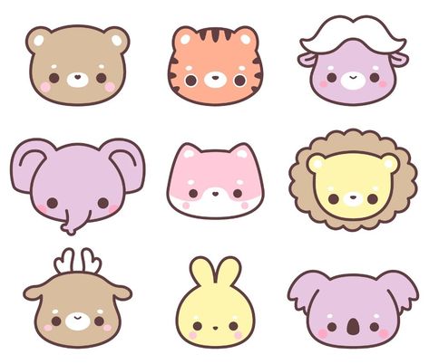 Cute Critters Galore: Illustrated Kawaii Clip Art Animals Collection Cute Tiger Drawing Easy, Tiger Cute Drawing, Kawaii Animal Drawings, Cute Diy Stickers, Kawaii Stickers Png, Sticker Cute Aesthetic, Kawaii Animal Stickers, Cute Animals Stickers, Clip Art Animals