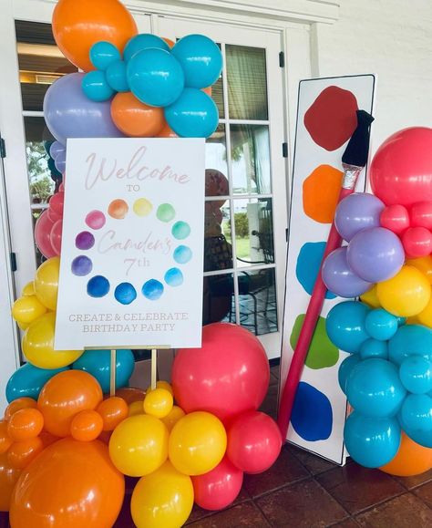 I’m not JUST in the business of painting party banners…I love to create other party decor as well🎉 Check out the fun little collab with @tippytaylorparty for this artsy birthday party! Handpainted large party props by me🎨🖌️🥳 #birthdayparty #birthdypartydecor #handpainted #foamboard #partyprops #sarasota #sarasotamoms #lakewoodranch #lakewoodranchflorida #lakewoodranchmoms #bradenton #bradentonmoms #stpetersburg #stpetemoms #tampa #tampamom #tampamoms Paint Party Decorations For Adults, Paint Party Backdrop Ideas, Paint Party Balloon Garland, Large Party Props, Lakewood Ranch Florida, Balloons Decor, Balloon Painting, Painting Party, Party Banners