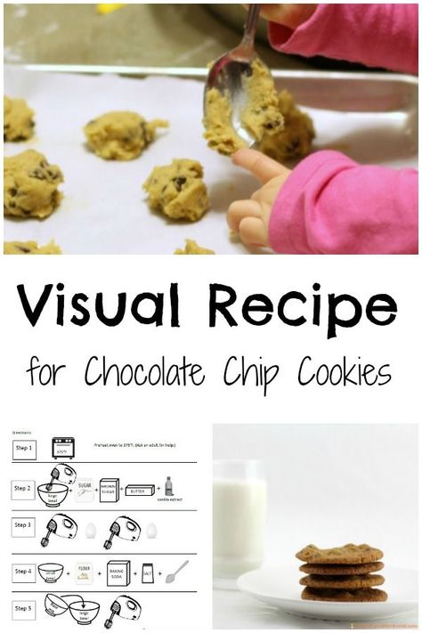 Inspired by If You Give a Mouse a Cookie. Follow a visual recipe for chocolate chip cookies. It's a fun way to get kids in the kitchen. Reading and following a recipe is great practice for following a science procedure. Recipe For Chocolate Chip Cookies, Science Inspiration, Cooking With Toddlers, Preschool Cooking, Cookie Recipes For Kids, Mouse A Cookie, Nutrition Activities, Visual Recipes, Kids Cooking Recipes