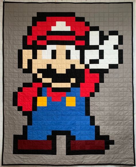 Finish It Up Friday ~ Mario and the Piranha Plant Super Mario Quilt, Mario Quilt Pattern, Pixel Template, Mario Quilt, Throw Quilts, Piranha Plant, Quilting Designs Patterns, Mario Brothers, Cute Cross Stitch