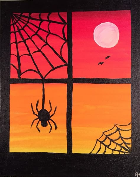 Halloween Canvases, Halloween Canvas Paintings, Halloween Canvas Art, Halloween Art Projects, Fall Canvas Painting, Fall Canvas, Paint Nite, Simple Canvas Paintings, Cute Canvas Paintings