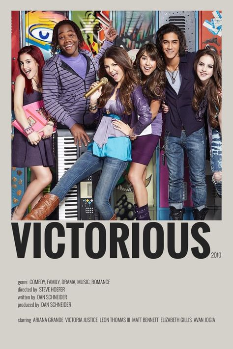 victorious minimalist/alternative tv show poster Show Posters Vintage, Show Movie Poster, Comfort Tv Shows, Shows Poster, Tv Shows For Teens, Netflix Shows Posters, Victorious Wallpaper Aesthetic, Netflix Poster, Victorious Poster