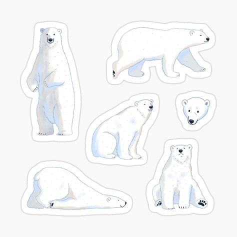 Get my art printed on awesome products. Support me at Redbubble #RBandME: https://www.redbubble.com/i/sticker/Polar-bear-illustration-pack-by-Yaragold/159708846.EJUG5?asc=u Polar Bears Drawing, Bears Drawing, Polar Bear Illustration, Cute Polar Bear, Bear Illustration, Winter Animals, Different Dogs, Sticker Cute, Polar Bears