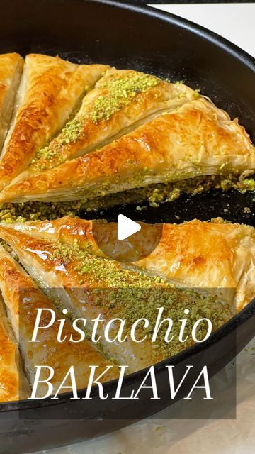 DAINTY BITE on Instagram: "This is how you can make the best and easiest pistachio baklava recipe You will need: 12 oz. pistachio 1 1/2 tbsp rose water 1 1/2 tbsp sugar 1 package fillo/ phyllo dough 226 g unsalted melted butter @kerrygoldusa 1 1/2 cups of sugar syrup Ingredients for the sugar syrup, 1 1/2 cups of sugar 3/4 cup of water 3 tbsp rose water 1 tbsp lemon juice 1 tbsp honey/ optional vanilla ice cream to serve additional ground pistachio for garnish Preparation: Chop pistachios finely in the food processor then add the rose water, sugar and mix. Grease a 13 inch pan with melted butter and start layering the phyllo sheets one after the other. You can use scissors to cut the edges and reuse. Sheets don’t have to be perfect. You need to stack 8 layers and brush with butter i Pistachio Baklava Recipe, Baklava Pistachio, Phyllo Dough Recipes, Pistachio Baklava, Pistachio Gelato, Special Dishes, Baklava Recipe, Pistachio Ice Cream, Food Advice