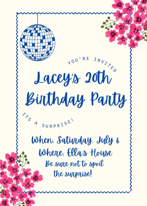 Use this invite template to create the cutest invitations for a Mamma Mia themed birthday party! Mamma Mia Bday Invitation, Disco Mama Mia Party, Greece Themed Birthday Party, Mama Mia Party Invitations, Mamma Mia Birthday Invitations, Mamma Mia Inspired Party, Mamma Mia Invitation Template, Mamamia Theme Party, Mama Mia Invitation