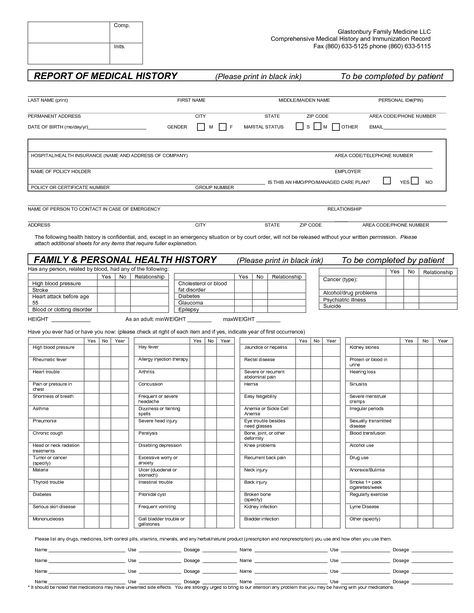 REPORT OF MEDICAL HISTORY FAMILY PERSONAL HEALTH HISTORY Medical History Printable Free, Medical Records Organization, Family Medical History, Medical Records Printable Free, Family Medical History Form, Medical History Form, Health History Form, Family Health History, Medical Binder Printables