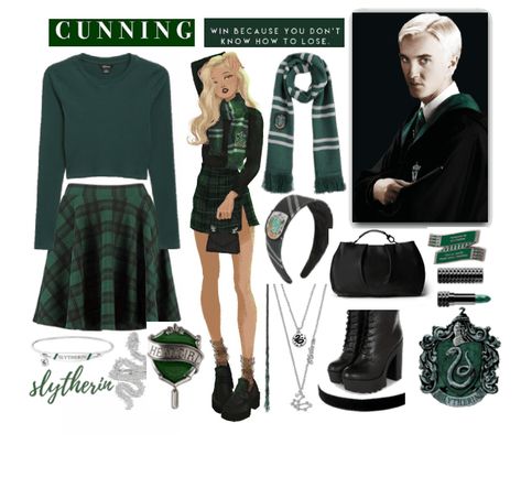 Slytherin Diy Costume, Slytherin Costume Ideas, Draco Malfoy Costume Female, Malfoy Outfit Ideas, Harry Potter Outfit Ideas Slytherin, Slytherin Costume Women, Draco Malfoy Outfit Ideas, Draco Malfoy Genderbend, Draco Malfoy Inspired Outfits