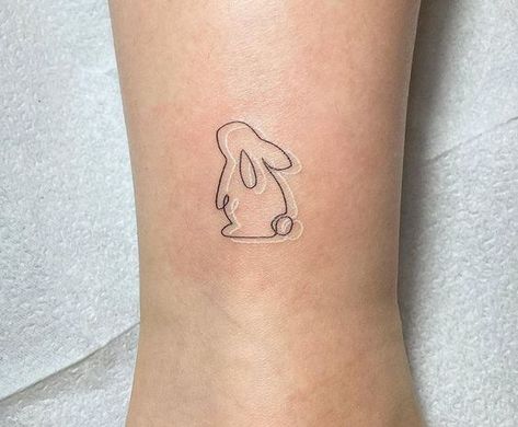 Bunny Line Art Tattoo, Rabbit Minimalist Tattoo, One Line Bunny Tattoo, Bunny Small Tattoo, Lionhead Rabbit Tattoo, Bunny Finger Tattoo, Lop Eared Bunny Tattoo, Bunny Fine Line Tattoo, Bunny Line Tattoo