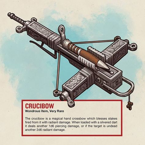 Homebrew Magic Weapon Hand Crossbow Magic Item for D&D 5E, Dungeons and Dragons, DnD made by CrossheadStudios. Van Helsing Strahd Dracula Hand Crossbow, Dnd Loot, 5e Items, Homebrew Items, Dnd Bard, Dnd Stats, Dnd Items, Dnd Races, Van Helsing