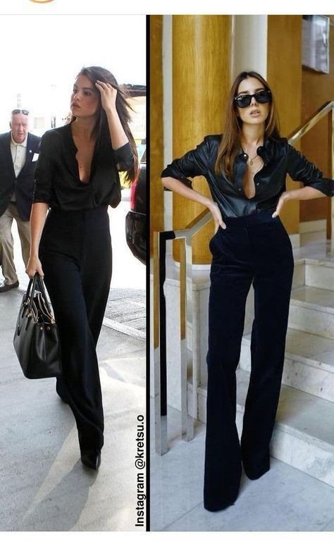 Elegant Pants Outfit Formal, Slacks Outfit Party, High Waist Outfit Ideas, Outfit Idea With Loafers, All Black Night Out Outfit Classy, Work Wear Photoshoot, Sxsw Outfit Ideas, Dramatic Elegant Style, Dramatic Classic Street Style