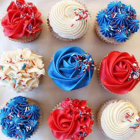 Churro cupcakes but make them RED WHITE AND BLUE 🎆🧨 . . . #churro #churrocupcakes #fourthofjuly #4thofjuly #4thofjulycupcakes #baker #wiltoncakes #cupcakedecorating #cakedecorating #cupcakesofinstagram #cakesofinstagram #albuquerque #albuquerquenewmexico #albuquerquebaker #albuquerquecupcakes #albuquerquecake #cupcakepiping #decoratingcakes #decoratingcupcakes 4th Of July Cupcake Ideas, Red White And Blue Cupcakes, White And Blue Cupcakes, Churro Cupcakes, Cupcake Piping, Blue Cupcakes, Holiday Cupcakes, Birthday Inspo, Wilton Cakes