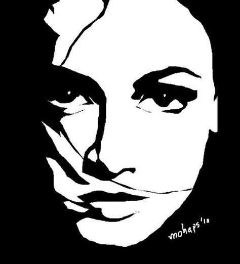 Black And White Face Painting, Black And White Face Drawing, Face Drawing Black And White, Lady Face Drawing, Drawing Black And White, Comic Book Writer, Lady Face, Dia Mirza, Silhouette Drawing