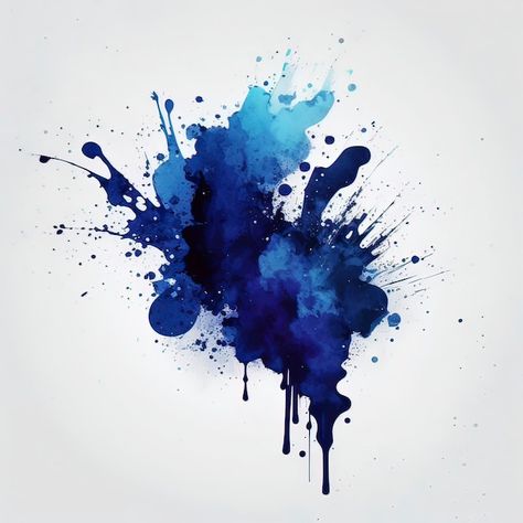 Color Splatter Tattoo, Blue Ink Painting, Watercolor Splatter Tattoo, Splash Art Paint, Watercolor Tattoo Background, Splash Tattoo Design, Blue Watercolor Tattoo, Splash Effect Backgrounds, Ink Splatter Tattoo