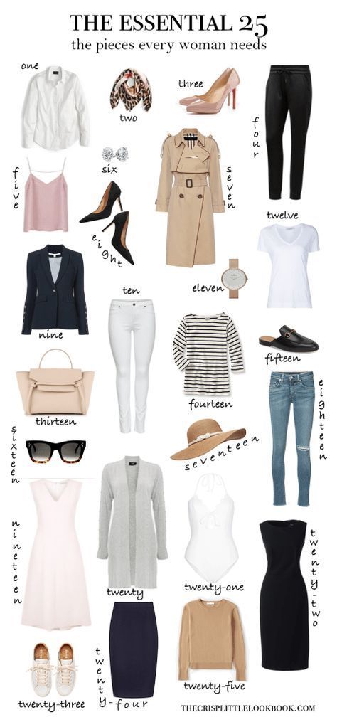 The 25 Wardrobe Essentials Every Woman Needs ... thecrisplittlelookbook.com Fashion Capsule Wardrobe, Minimalist Capsule Wardrobe, Capsule Outfits, Fashion Capsule, Minimalist Wardrobe, Travel Wardrobe, Wardrobe Basics, Work Wardrobe, 가을 패션